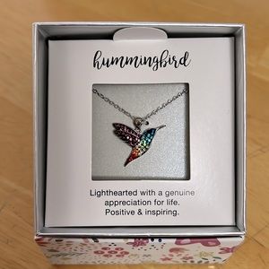 Crystal Hummingbird Pendant Necklace-NIB
